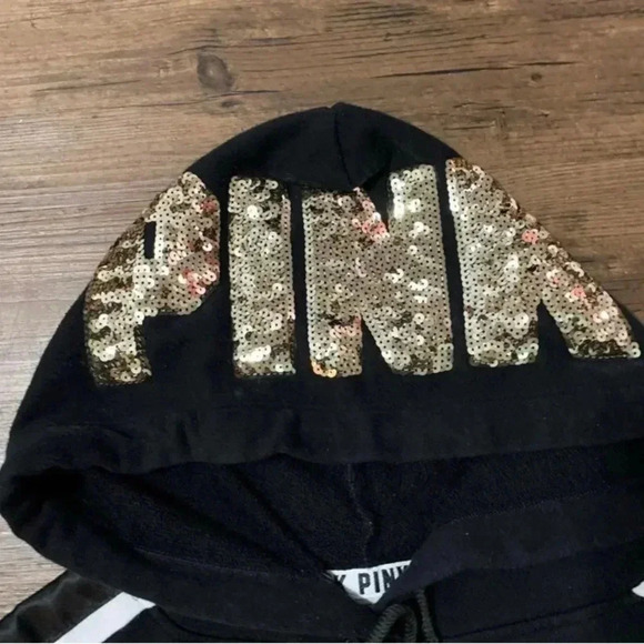 VICTORIA’S SECRET PINK BLING TUNIC HOODIE/ SHORTS OUTFIT SET S - Picture 11 of 15